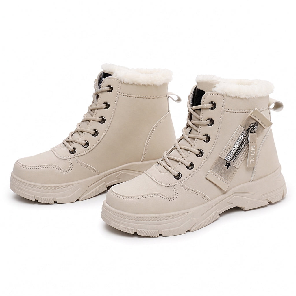 Bottes de neige d'hiver pour femmes, doublure en peluche chaude, bottes cheville à semelle épaisse