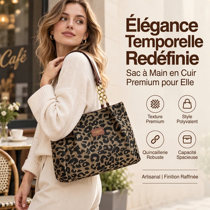 Sac cabas rétro à imprimé léopard pour femmes