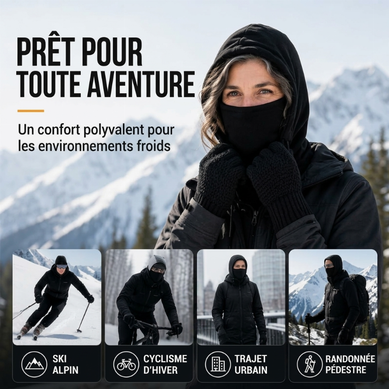 ✨ Ensemble cagoule avec gants tactiles et chaussettes : prêt pour le froid 🧦