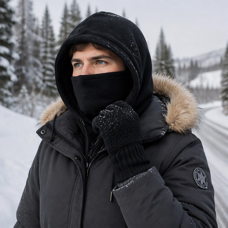✨ Ensemble cagoule avec gants tactiles et chaussettes : prêt pour le froid 🧦