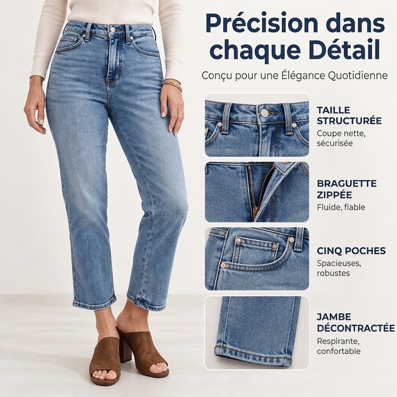 ✨ Jeans femme taille haute, coupe courte et droite : facile à porter au quotidien 👖