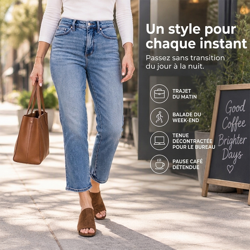 ✨ Jeans femme taille haute, coupe courte et droite : facile à porter au quotidien 👖