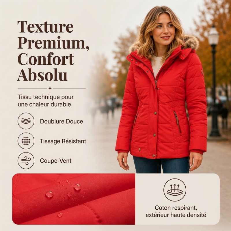 ✨ Veste matelassée à capuche pour femme, coupe ajustée : facile à porter au quotidien 🧥