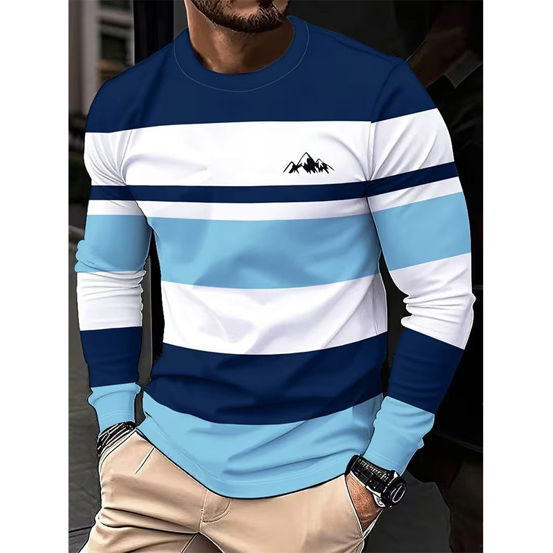 ✨ Haut pour homme à manches longues, col rond et rayures : facile à porter au quotidien 👕