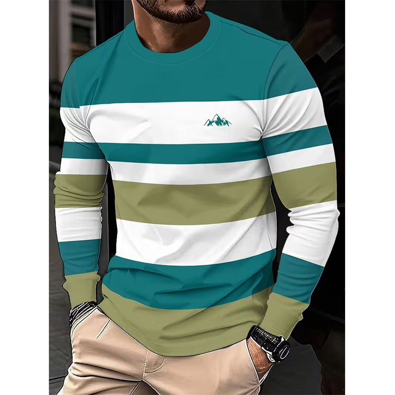 ✨ Haut pour homme à manches longues, col rond et rayures : facile à porter au quotidien 👕