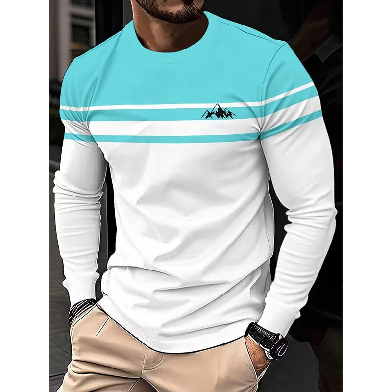 ✨ Haut pour homme à manches longues, col rond et rayures : facile à porter au quotidien 👕