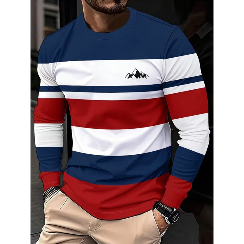 ✨ Haut pour homme à manches longues, col rond et rayures : facile à porter au quotidien 👕