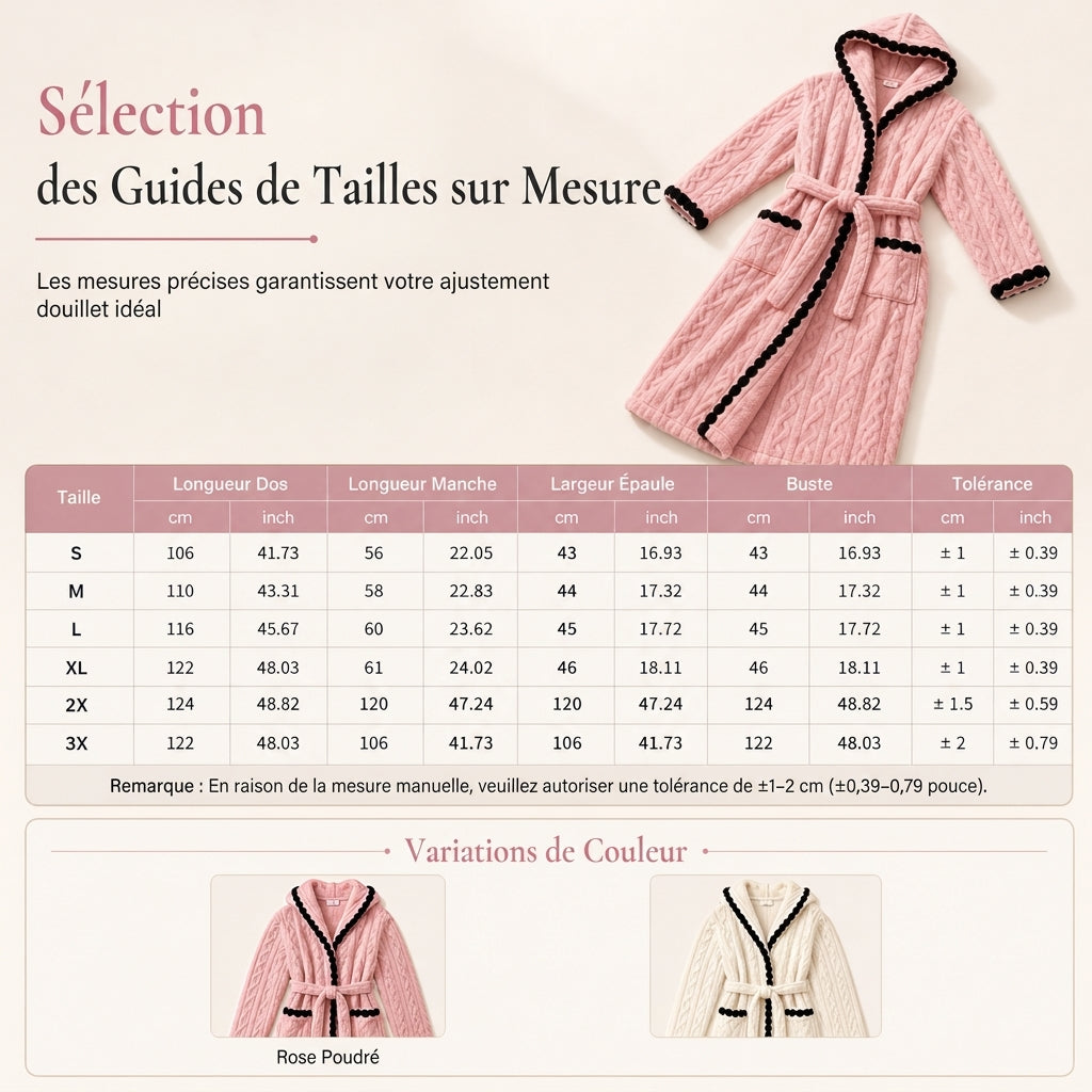 ✨ Peignoir en tricot épais à manches longues et capuche : chaud, ceinture ajustable et facile à porter à la maison 🧶