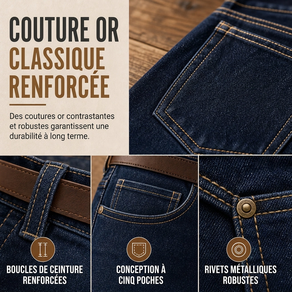 ✨ Ce jeans en denim extensible à coupe droite pour femme mise sur le confort sans effort 👖