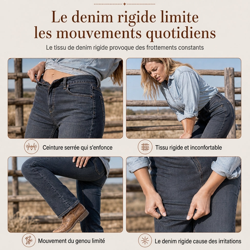 ✨ Ce jeans en denim extensible à coupe droite pour femme mise sur le confort sans effort 👖