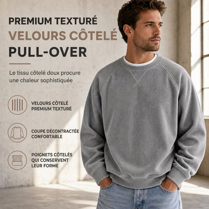 ✨ Pull à col rond pour homme en velours côtelé, manches longues : chaud et facile à porter 🧶