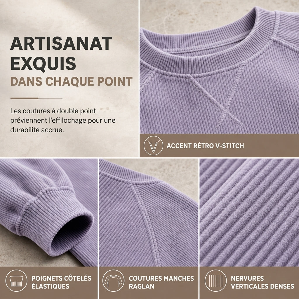 ✨ Pull à col rond pour homme en velours côtelé, manches longues : chaud et facile à porter 🧶