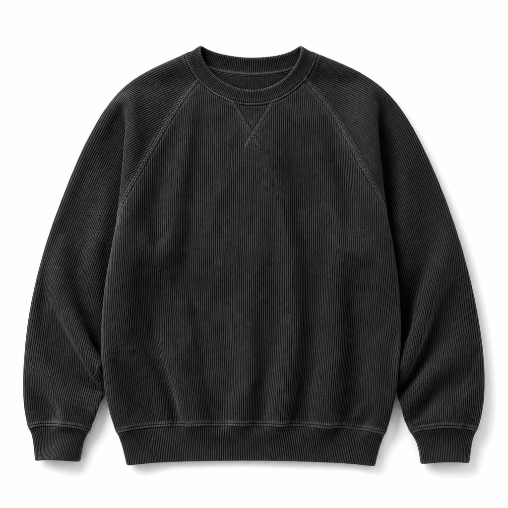 ✨ Pull à col rond pour homme en velours côtelé, manches longues : chaud et facile à porter 🧶