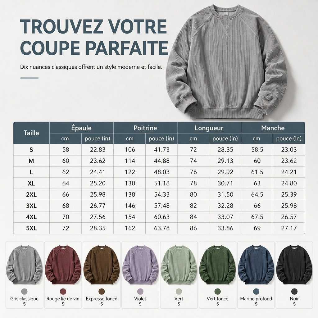 ✨ Pull à col rond pour homme en velours côtelé, manches longues : chaud et facile à porter 🧶