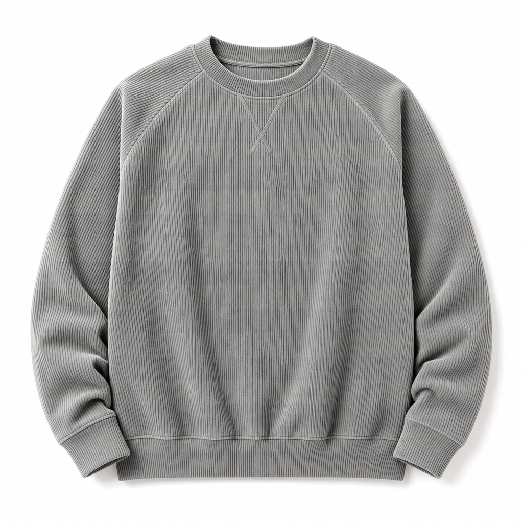 ✨ Pull à col rond pour homme en velours côtelé, manches longues : chaud et facile à porter 🧶