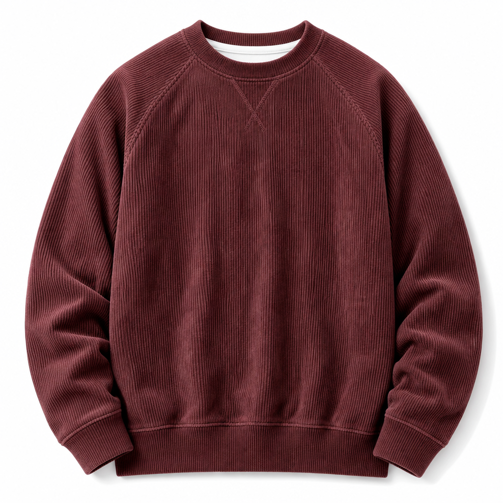 ✨ Pull à col rond pour homme en velours côtelé, manches longues : chaud et facile à porter 🧶
