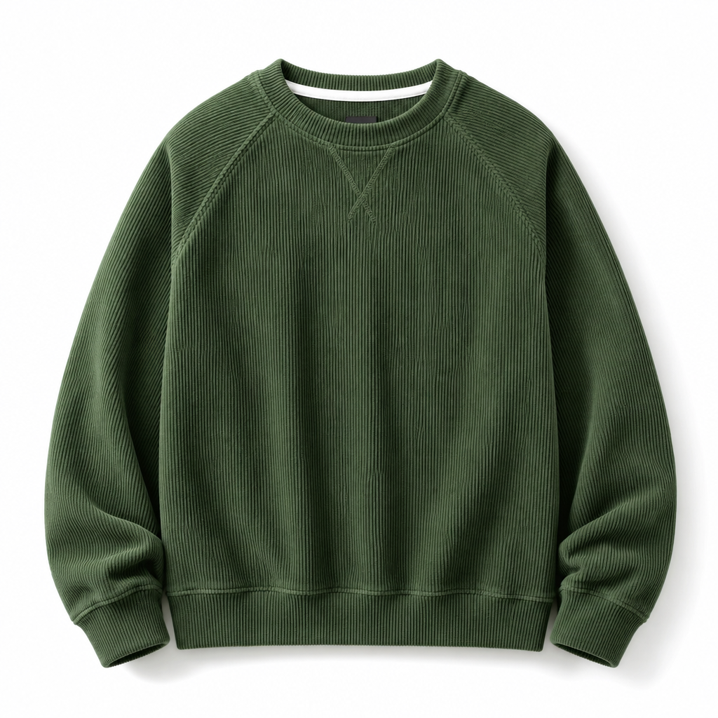 ✨ Pull à col rond pour homme en velours côtelé, manches longues : chaud et facile à porter 🧶