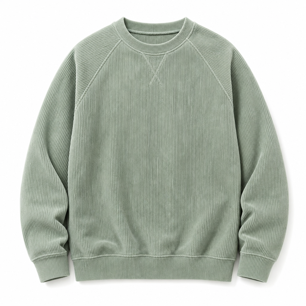 ✨ Pull à col rond pour homme en velours côtelé, manches longues : chaud et facile à porter 🧶