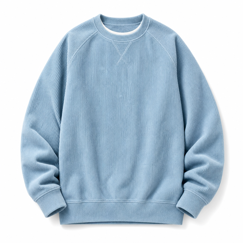 ✨ Pull à col rond pour homme en velours côtelé, manches longues : chaud et facile à porter 🧶