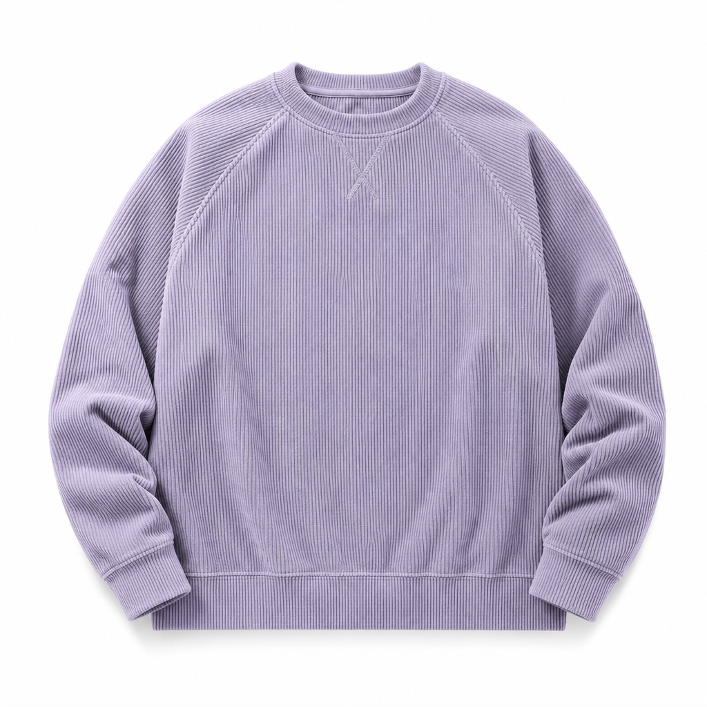 ✨ Pull à col rond pour homme en velours côtelé, manches longues : chaud et facile à porter 🧶