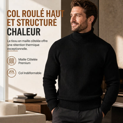 ✨ Envie d’un pull col roulé en maille ajustée pour homme ? Col structuré et coupe ajustée, facile à porter 🧶