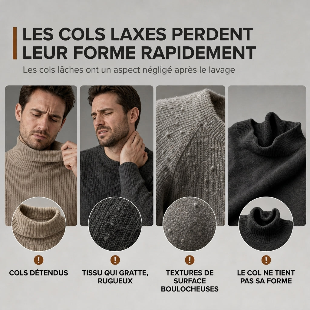 ✨ Envie d’un pull col roulé en maille ajustée pour homme ? Col structuré et coupe ajustée, facile à porter 🧶