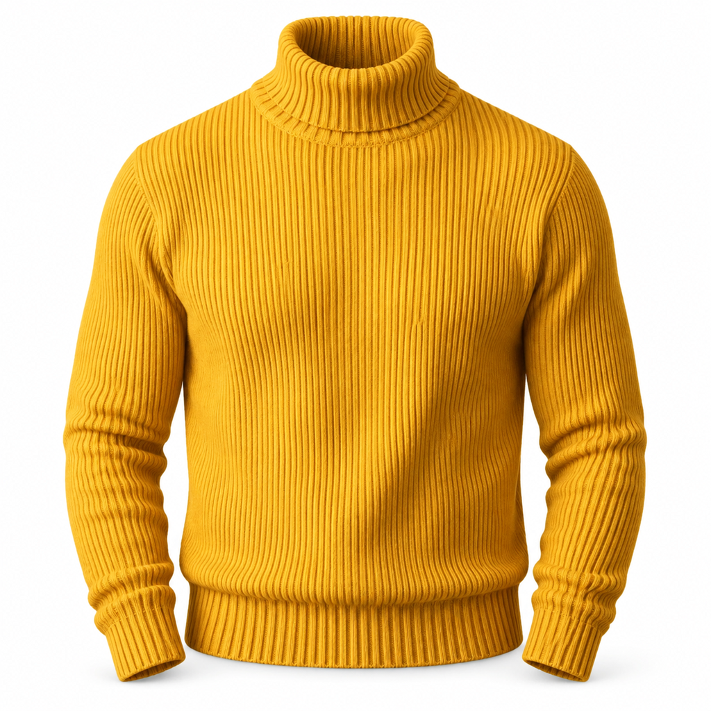✨ Envie d’un pull col roulé en maille ajustée pour homme ? Col structuré et coupe ajustée, facile à porter 🧶