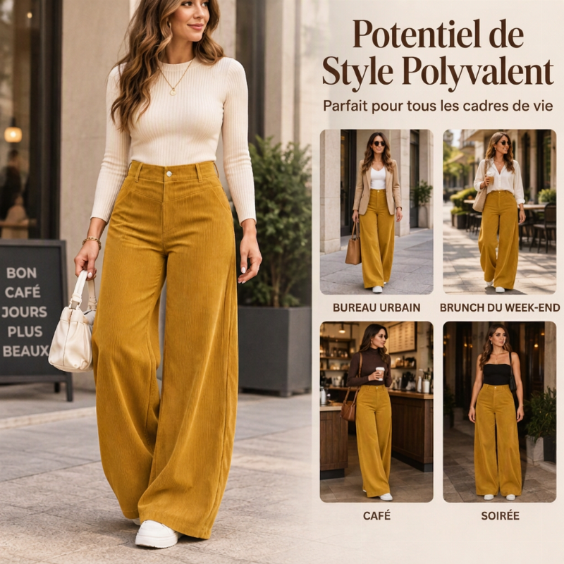✨ Pantalon large en velours côtelé pour femme, décontracté : facile à porter au quotidien 👖