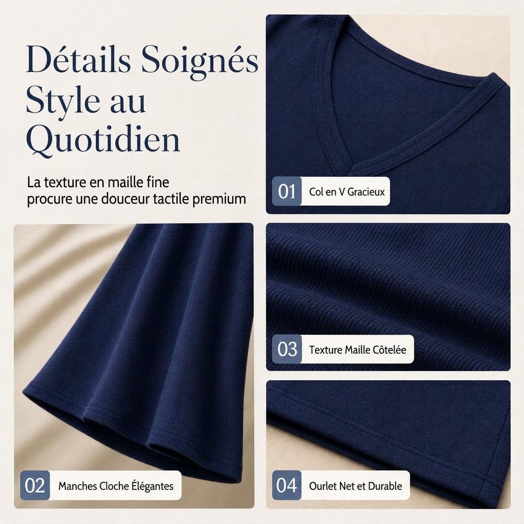✨ Cette robe moulante pour femme joue la carte col V et manches évasées — élégante, sexy, facile à porter en automne-hiver 👗