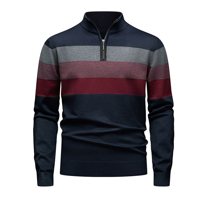 ✨ Pull homme rayé demi-zip, coupe ajustée et esprit décontracté : facile à porter au quotidien 🧶