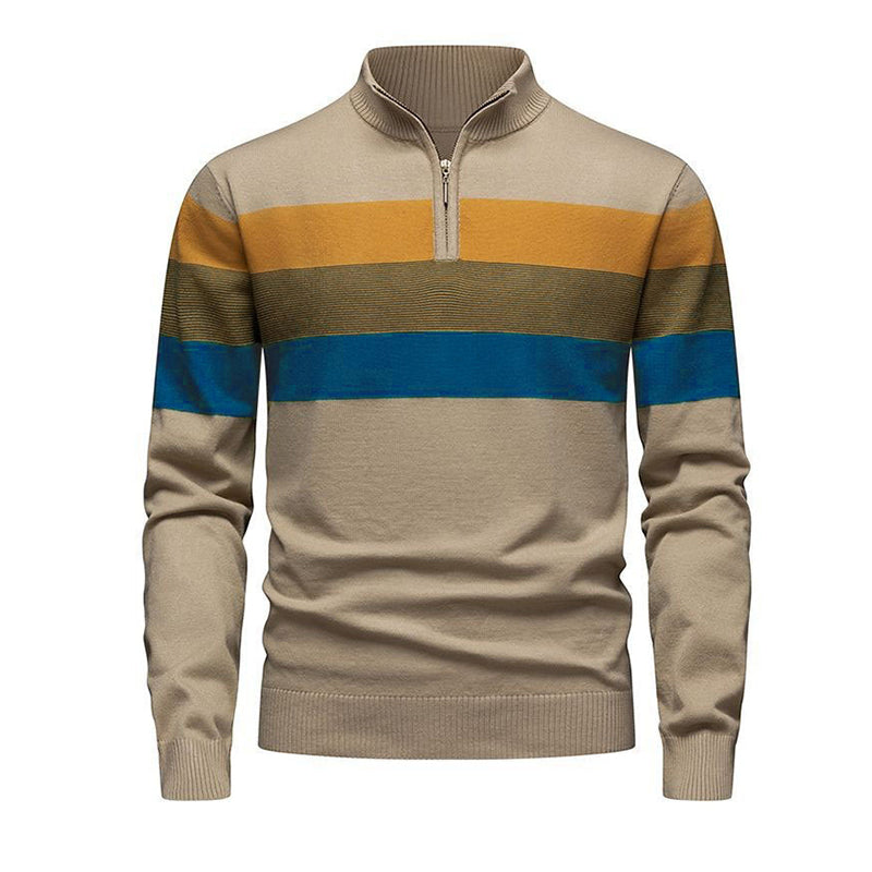 ✨ Pull homme rayé demi-zip, coupe ajustée et esprit décontracté : facile à porter au quotidien 🧶