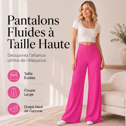 ✨ Pantalon large décontracté à taille haute pour femme, jambe large : facile à porter au quotidien 👖