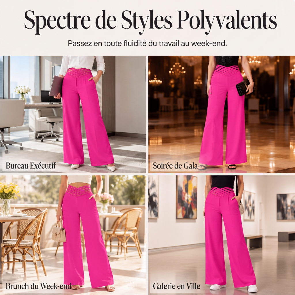 ✨ Pantalon large décontracté à taille haute pour femme, jambe large : facile à porter au quotidien 👖