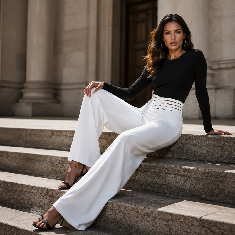 ✨ Pantalon large décontracté à taille haute pour femme, jambe large : facile à porter au quotidien 👖