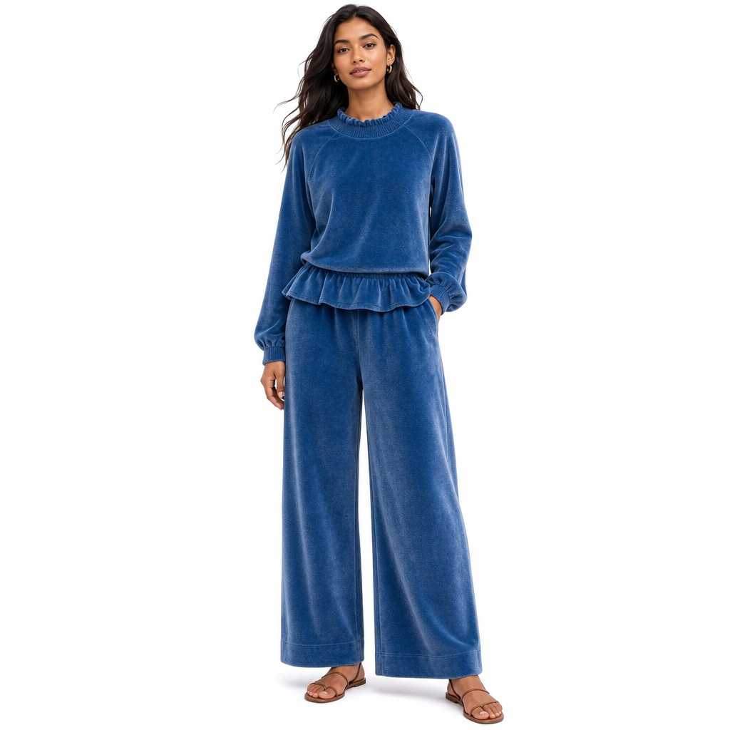 ✨ Ensemble deux pièces pour femme : haut à manches longues et pantalon large, à porter au bureau en automne-hiver 🍂