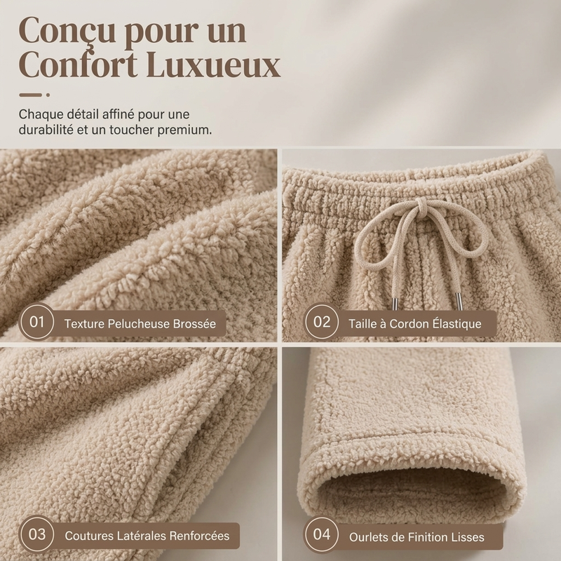 ✨ Ce pantalon de détente pour femme joue la carte large et confortable, avec taille haute et cordon de serrage — chaud pour la maison 🧶
