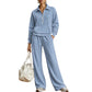 ✨ Ensemble détente 2 pièces — haut demi-zip + pantalon large, facile à porter 👖