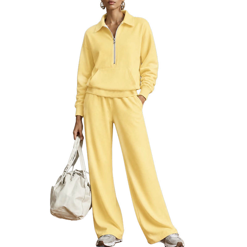 ✨ Ensemble détente 2 pièces — haut demi-zip + pantalon large, facile à porter 👖
