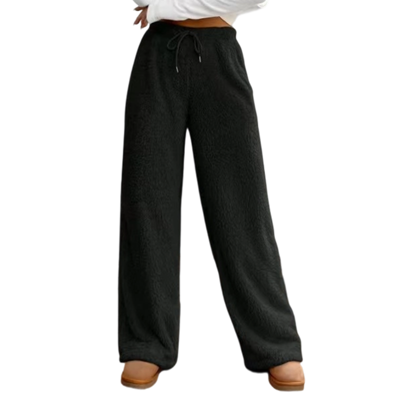 ✨ Ce pantalon de détente pour femme joue la carte large et confortable, avec taille haute et cordon de serrage — chaud pour la maison 🧶