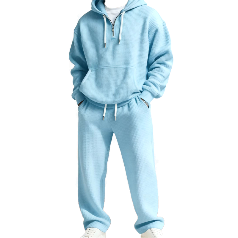 ✨ Ensemble sweat à capuche et pantalon de survêtement pour homme : sweat demi-zip et cordons ajustables, facile à porter au quotidien 🏃