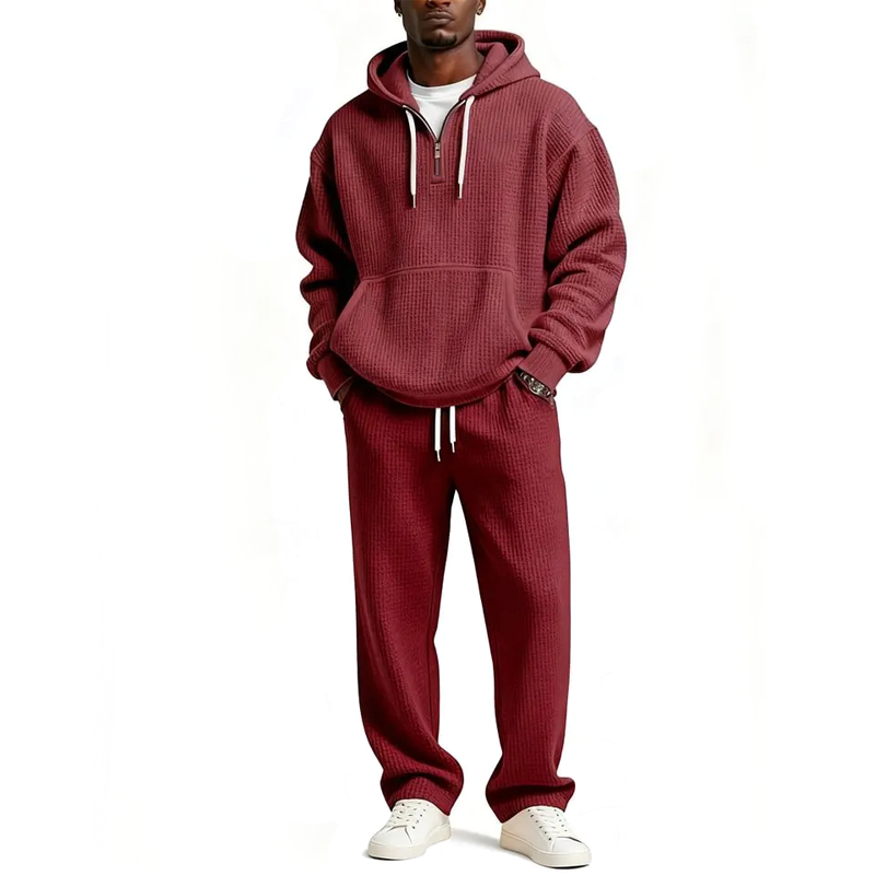 ✨ Ensemble sweat à capuche et pantalon de survêtement pour homme : sweat demi-zip et cordons ajustables, facile à porter au quotidien 🏃