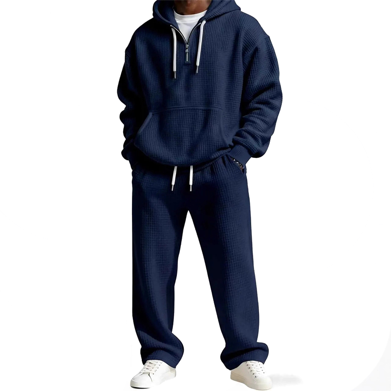 ✨ Ensemble sweat à capuche et pantalon de survêtement pour homme : sweat demi-zip et cordons ajustables, facile à porter au quotidien 🏃