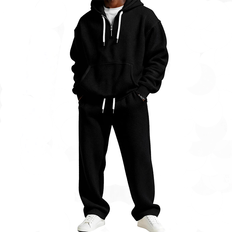 ✨ Ensemble sweat à capuche et pantalon de survêtement pour homme : sweat demi-zip et cordons ajustables, facile à porter au quotidien 🏃