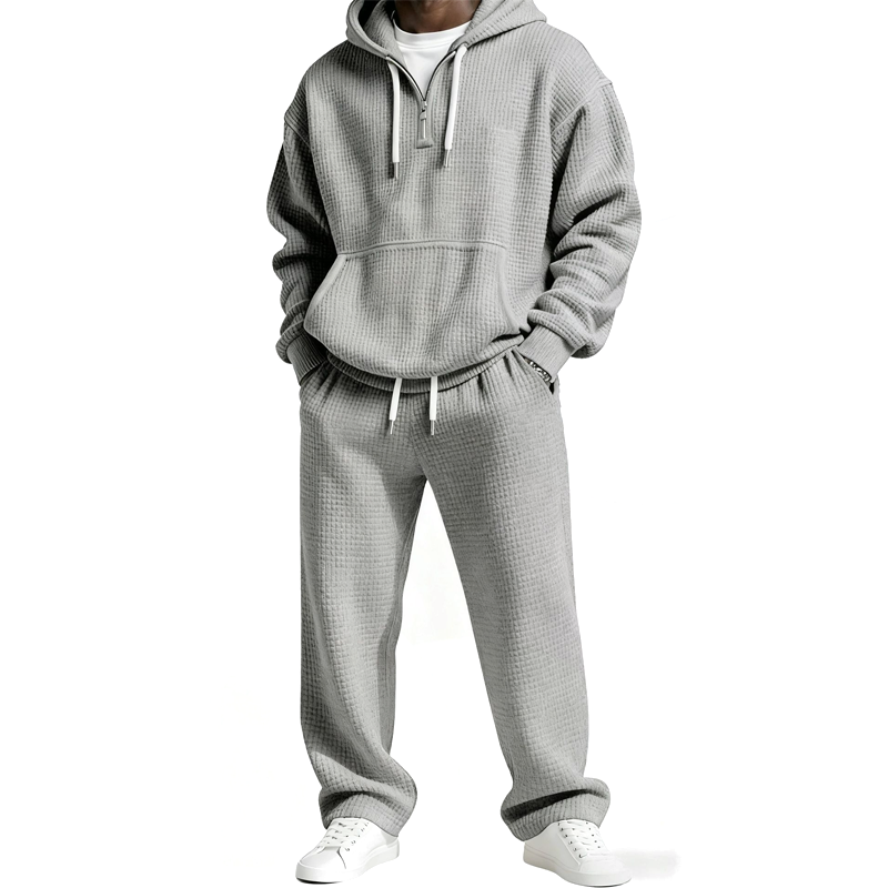 ✨ Ensemble sweat à capuche et pantalon de survêtement pour homme : sweat demi-zip et cordons ajustables, facile à porter au quotidien 🏃