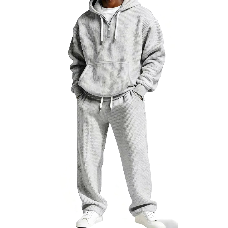 ✨ Ensemble sweat à capuche et pantalon de survêtement pour homme : sweat demi-zip et cordons ajustables, facile à porter au quotidien 🏃