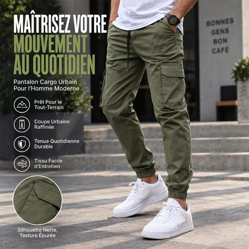 ✨ Pantalon cargo décontracté pour homme, avec cordon de serrage : facile à porter en extérieur 👖