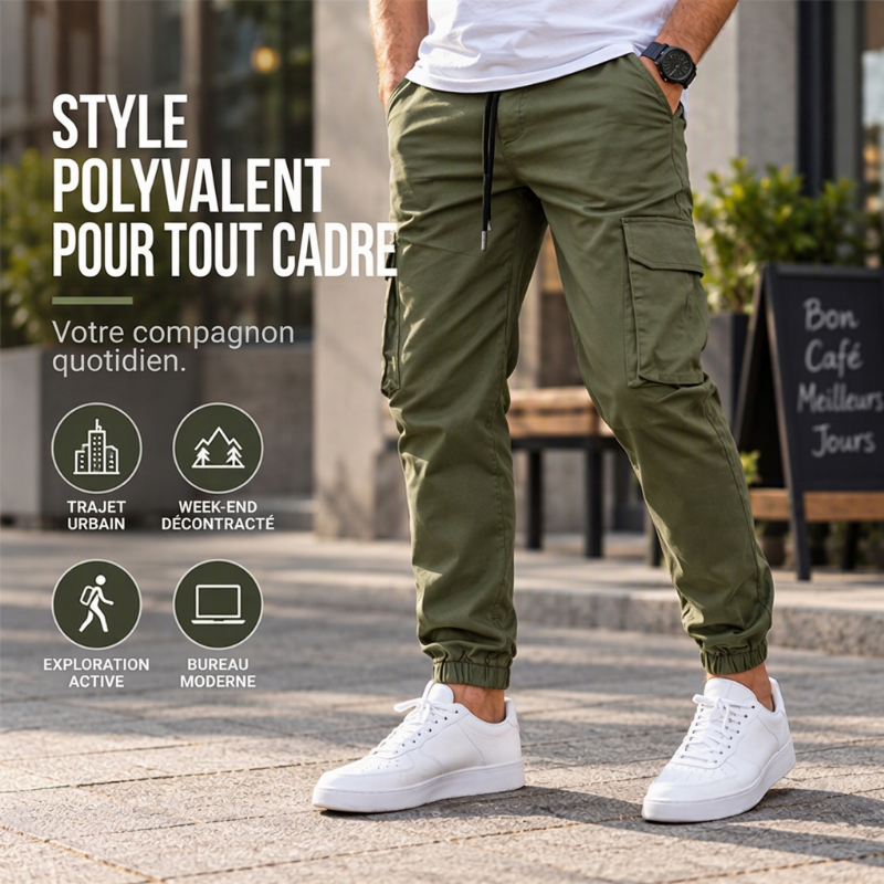 ✨ Pantalon cargo décontracté pour homme, avec cordon de serrage : facile à porter en extérieur 👖