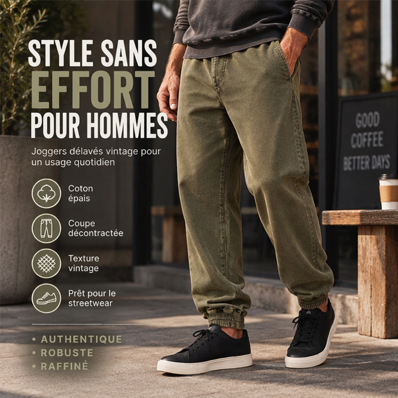 ✨ Pantalon de survêtement homme en denim lavé — décontracté, sportif, facile à porter 👖