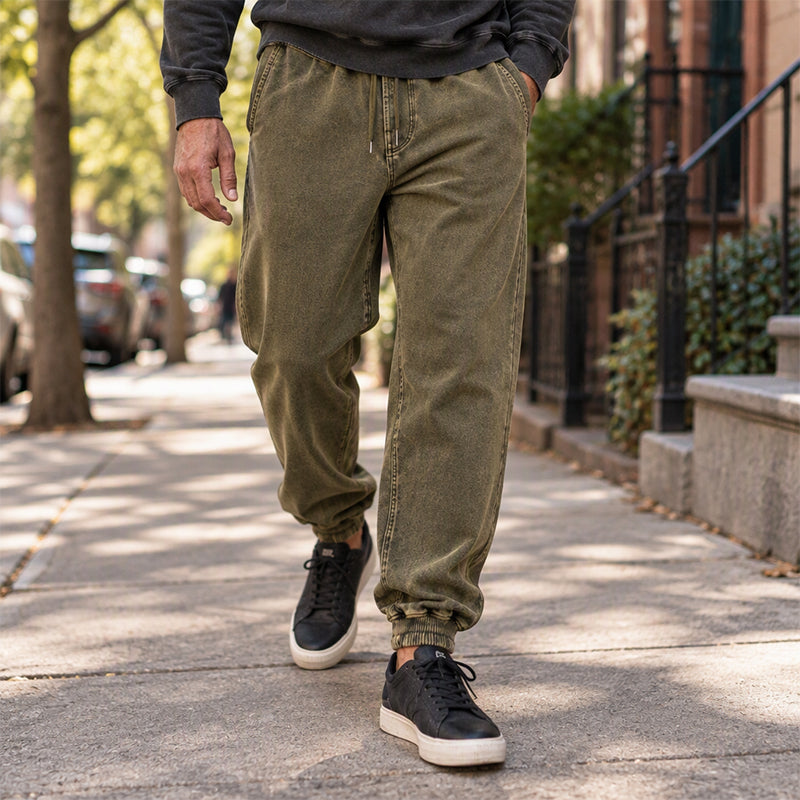 ✨ Pantalon de survêtement homme en denim lavé — décontracté, sportif, facile à porter 👖