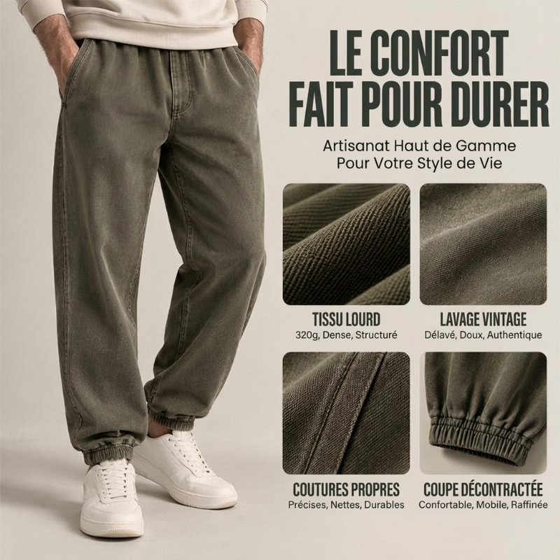 ✨ Pantalon de survêtement homme en denim lavé — décontracté, sportif, facile à porter 👖